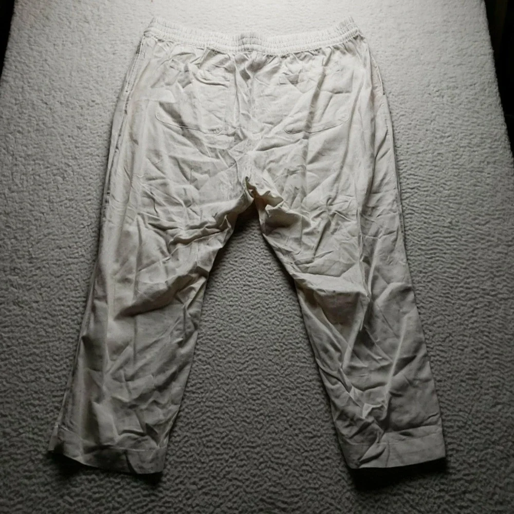 Old Navy Pants Mens 2XL White Linen Viscose Straight Comfort Elastic Waistband